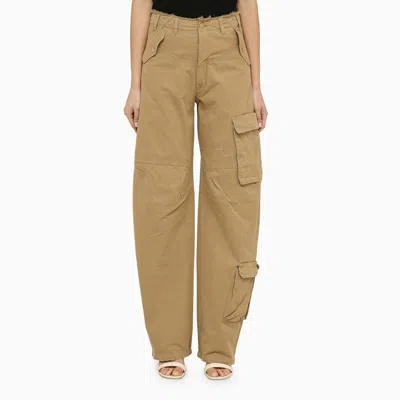 Shop Darkpark Rosalind Cotton Beige Cargo Trousers