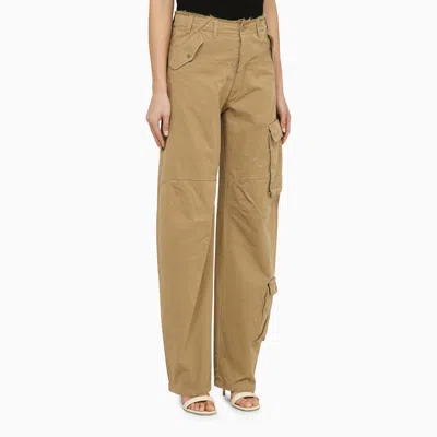 Shop Darkpark Rosalind Cotton Beige Cargo Trousers