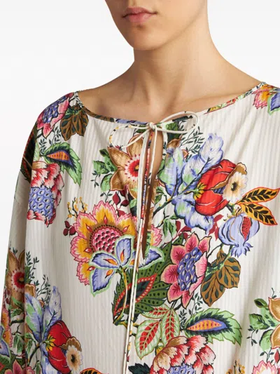 Etro Tie-detailed Floral-print Cotton And Silk-blend Voile Blouse