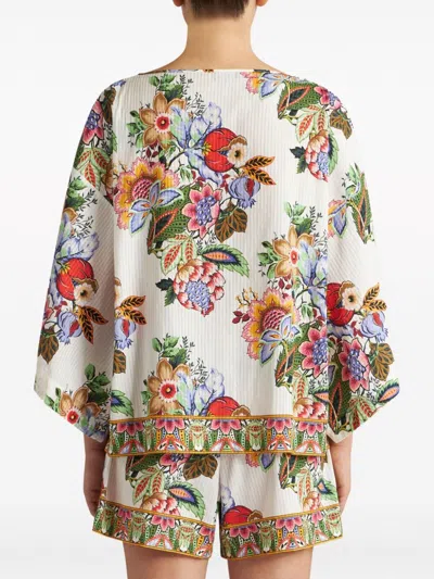 Etro Tie-detailed Floral-print Cotton And Silk-blend Voile Blouse