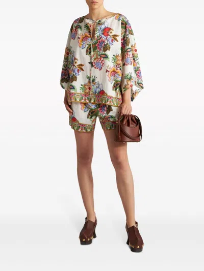 Etro Tie-detailed Floral-print Cotton And Silk-blend Voile Blouse