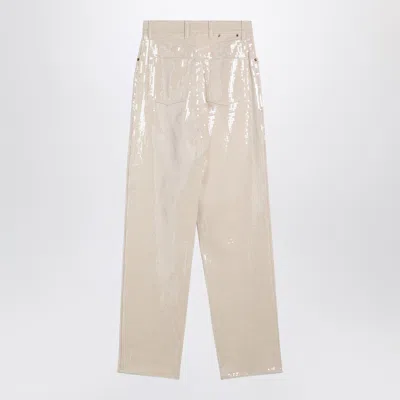 Golden Goose Trousers With Transparent Sequins Écru