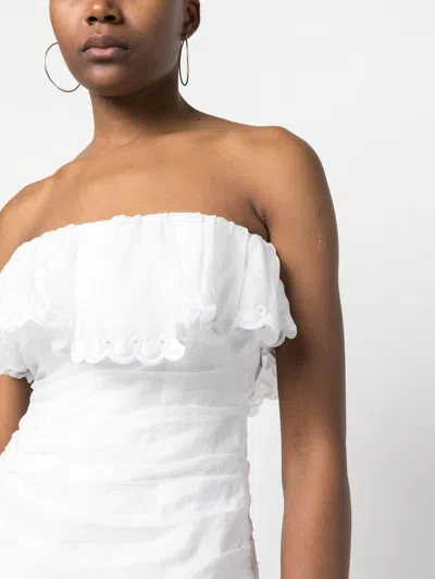 Isabel Marant Asymmetric Eyelet Fitted Off-the-shoulder Ruffled Top