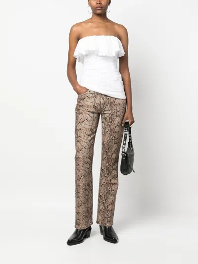 Isabel Marant Asymmetric Eyelet Fitted Off-the-shoulder Ruffled Top
