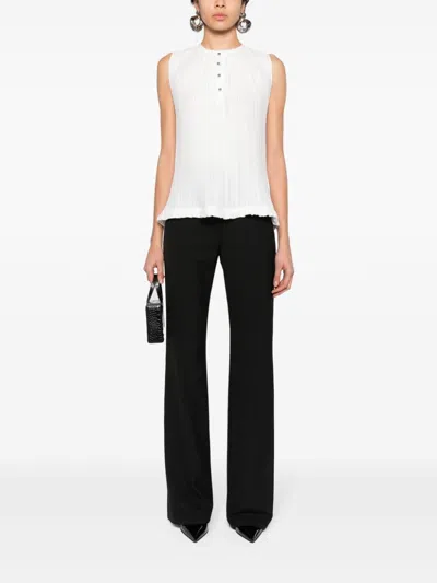 Lanvin Buttoned Crepe De Chine Sleeveless Top