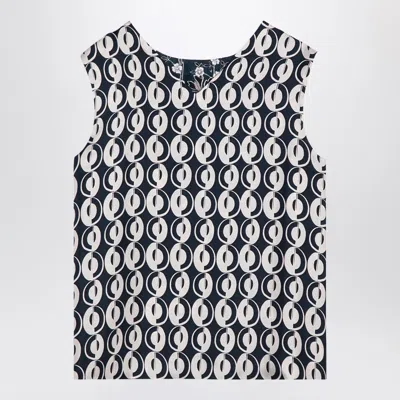Max Mara Timeless Reversible Blue Sleeveless Top