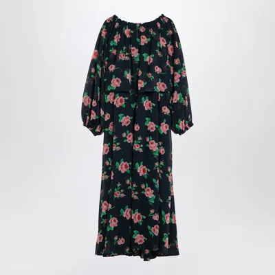 Rotate Birger Christensen Dress With Floral Pattern In Recycled Polyester In Black