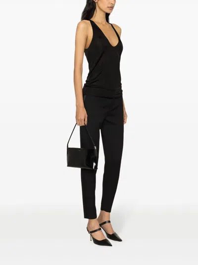 Saint Laurent Black Deep Neckline Jersey Top