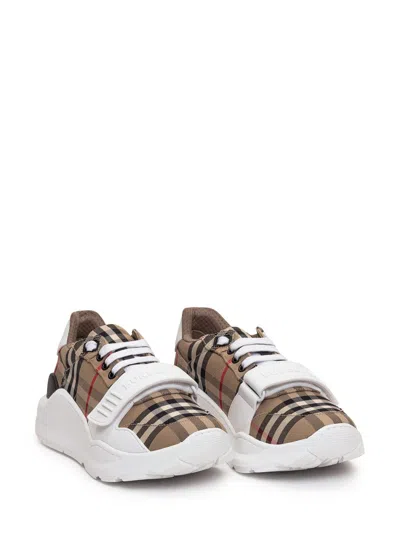 Shop Burberry Sneaker Check In Beige