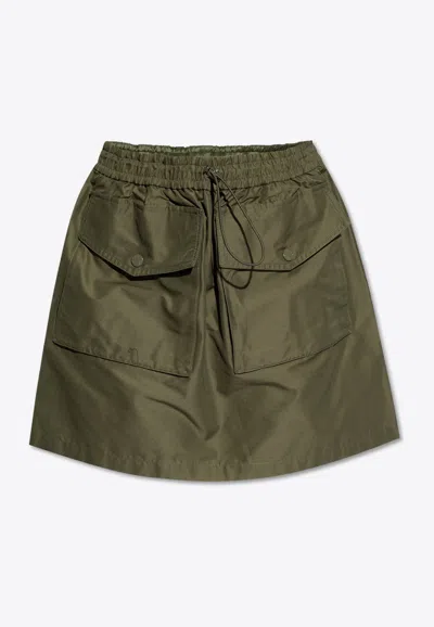 Moncler Elasticated-waist Cargo Mini Skirt In Green