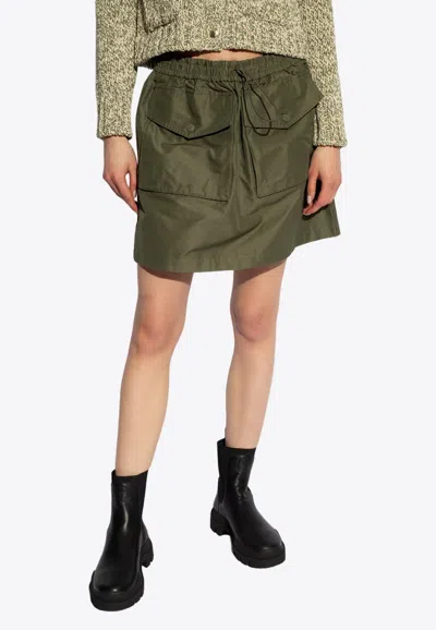 Moncler Elasticated-waist Cargo Mini Skirt In Green