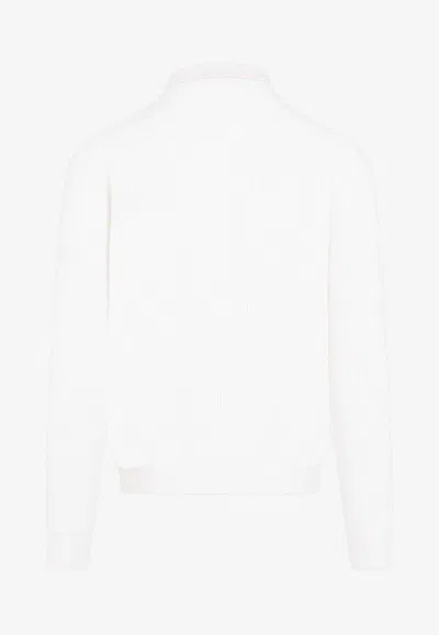 Kiton Cashmere Knit Polo Sweater In White