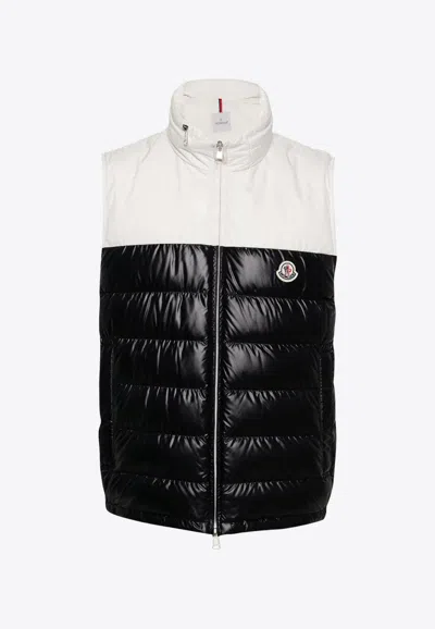 Shop Moncler Cerces Paneled Down Gilet In Navy