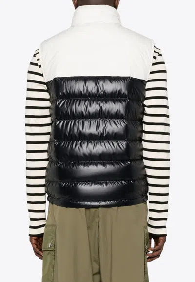 Shop Moncler Cerces Paneled Down Gilet In Navy