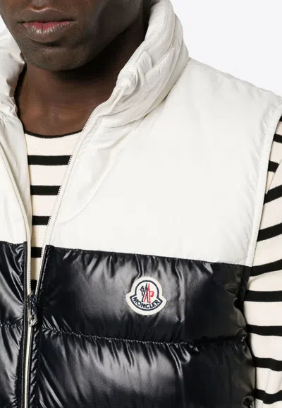 Shop Moncler Cerces Paneled Down Gilet In Navy