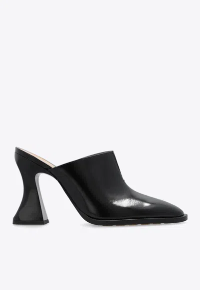 Bottega Veneta Womens Black Cha Cha 100 Leather Curved-heel Mules In Black