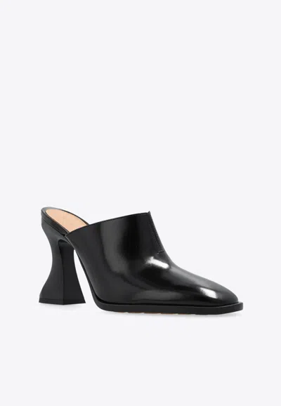Bottega Veneta Womens Black Cha Cha 100 Leather Curved-heel Mules In Black