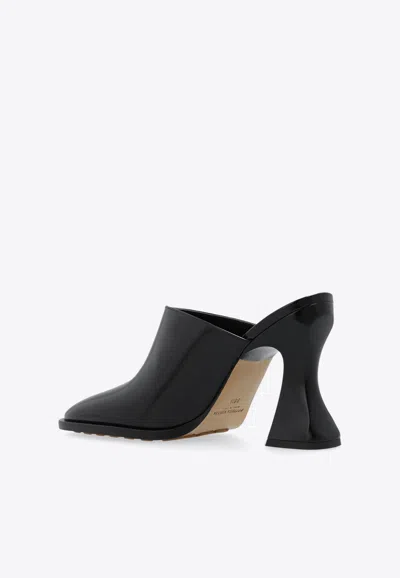 Bottega Veneta Womens Black Cha Cha 100 Leather Curved-heel Mules In Black