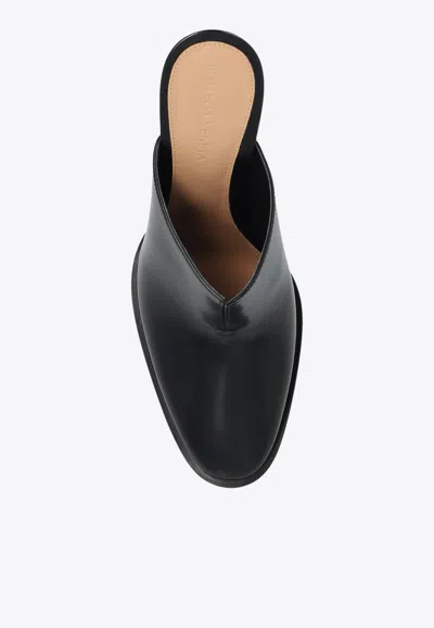 Bottega Veneta Womens Black Cha Cha 100 Leather Curved-heel Mules In Black