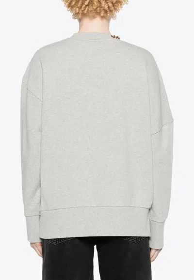 Stella Mccartney Crewneck Organic Cotton Sweatshirt With Chain. In Gray