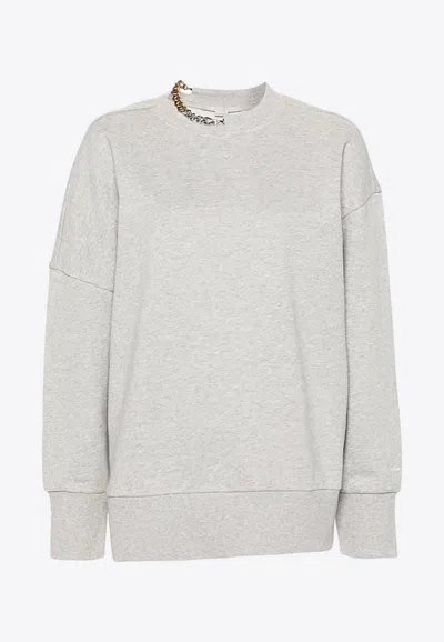 Stella Mccartney Crewneck Organic Cotton Sweatshirt With Chain. In Gray