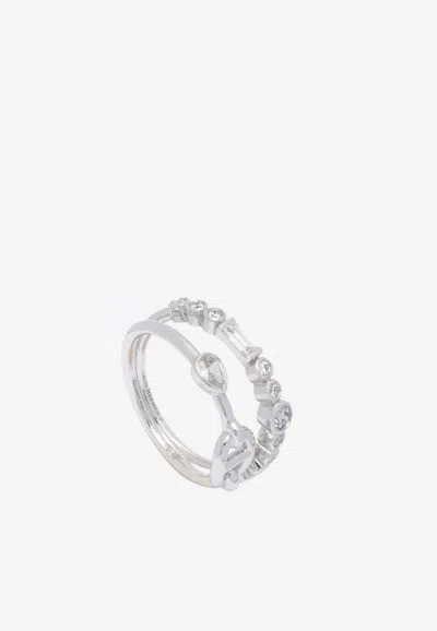 Pre-owned Hermes Chaine D'ancre Chaos Fancy Ring In White Gold And Diamonds