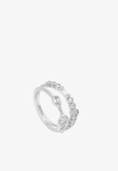 Pre-owned Hermes Chaine D'ancre Chaos Fancy Ring In White Gold And Diamonds