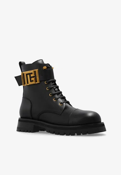 Shop Balmain Charlie Leather Ankle Boots In Black