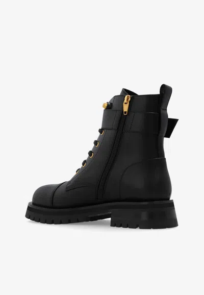 Balmain Combat Ankle Boots In Black