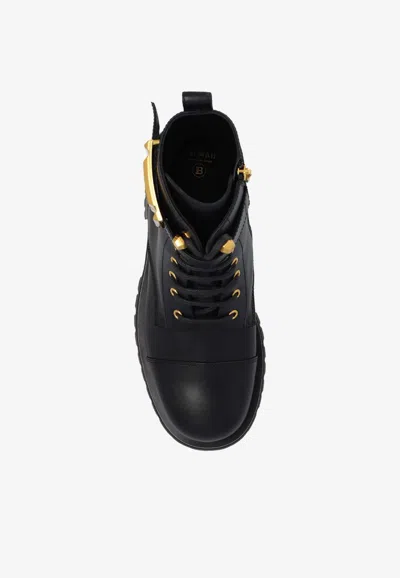Balmain Combat Ankle Boots In Black