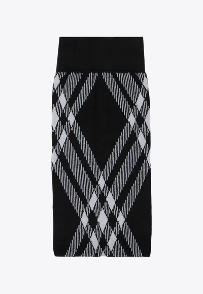 Burberry Check Pattern Wool-blend Tights In Black