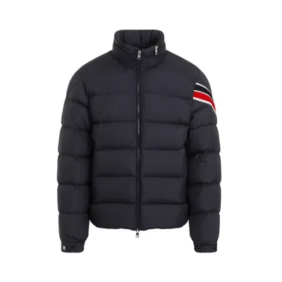 Moncler Navy Blue Solayan Short Down Jacket In Navy
