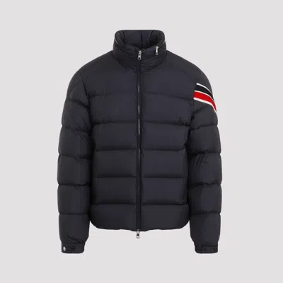 Moncler Navy Blue Solayan Short Down Jacket In Navy