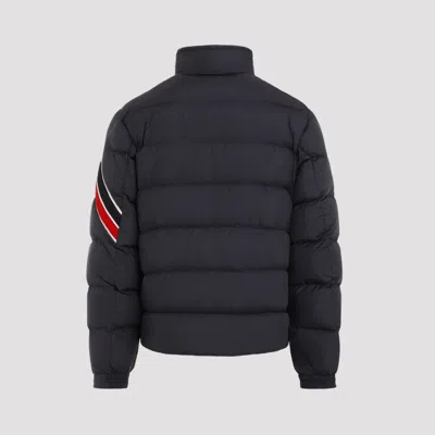 Moncler Navy Blue Solayan Short Down Jacket In Navy