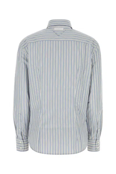 Prada Women's Embroidered Poplin Shirt In Stripped