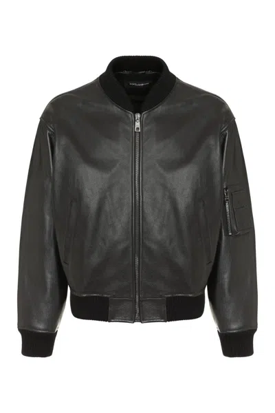 Shop Dolce & Gabbana Leather Jacket In Black