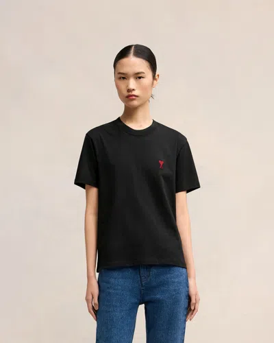 Ami Alexandre Mattiussi Ami Paris Black Ami De Coeur T Shirt In Black