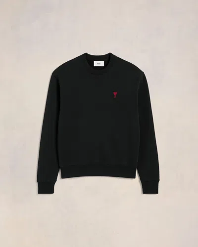 Ami Alexandre Mattiussi Ami Paris Logo-embroidered Stretch-cotton Sweatshirt In Black