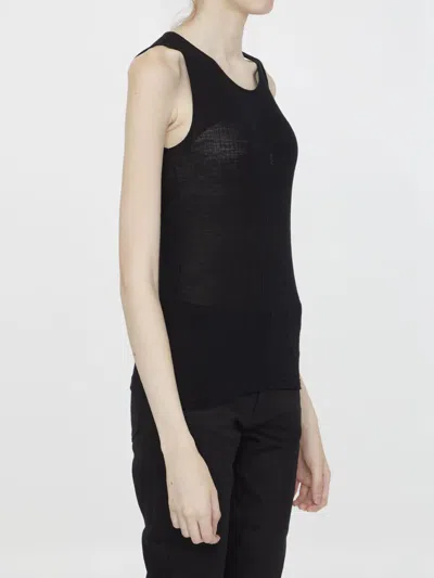 Shop Saint Laurent Cassandre Tank Top In Black