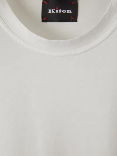 Shop Kiton Plain Cotton T-shirt In White