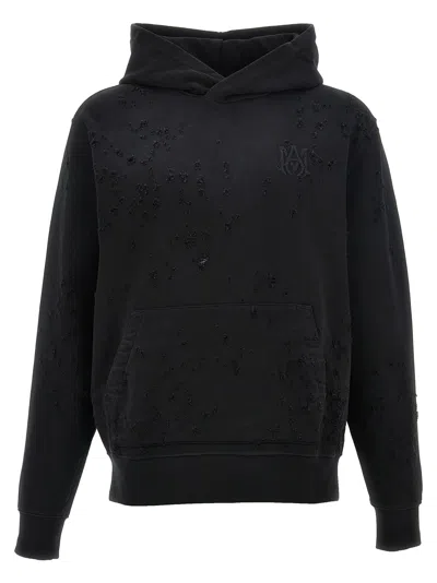 Amiri Hoodie Aspect Déchiré En Coton In Black