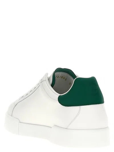 Dolce & Gabbana White And Black Leather Sneakers In White