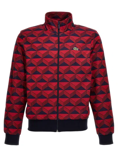 Lacoste Zip-up Geometric-jacquard Sweatshirt