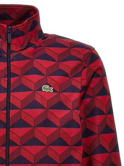 Lacoste Zip-up Geometric-jacquard Sweatshirt