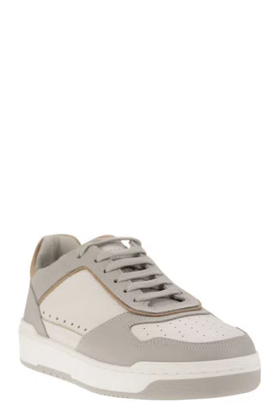 Shop Brunello Cucinelli Calfskin Basket Sneakers In Grey