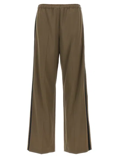 Mm6 Maison Margiela Mm6 By Maison Margiela Brown Satin Band Pants With Contrast Detailing