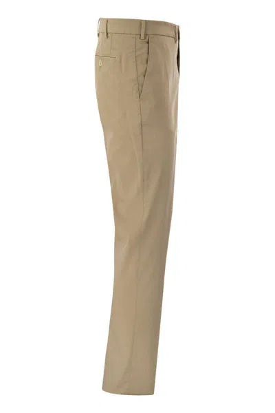 Shop Brunello Cucinelli Italian Fit Cotton Gabardine Trousers In Beige