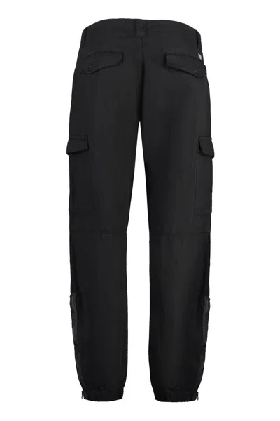 Shop C.p. Company Cotton-linen Trousers In Black