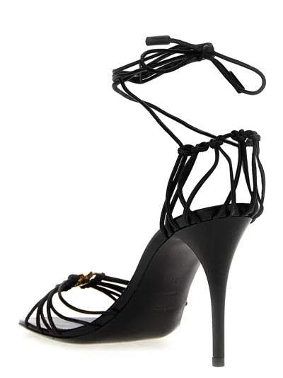 Saint Laurent 90mm Babylone Cassandre-plaque Leather Sandals