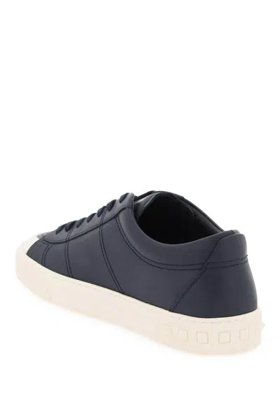 Shop Valentino Leather Cityplanet Sneakers In Black